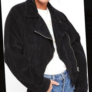 Slouchy free people corduroy biker jacket